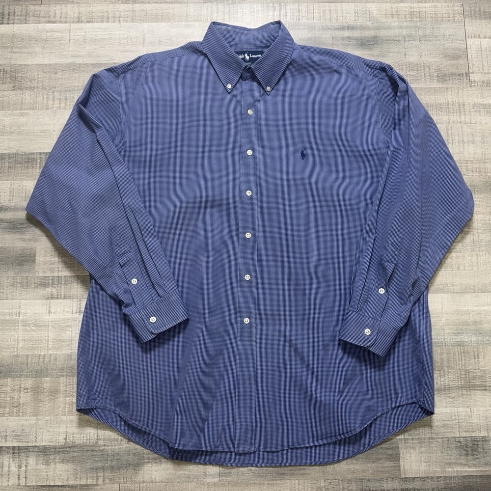 Polo Ralph Lauren Blake Button Down Long Sleeve XL Gingham Plaid Blue White